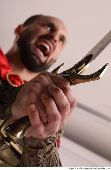 Man Adult Average White Fighting with sword Standing poses Casual