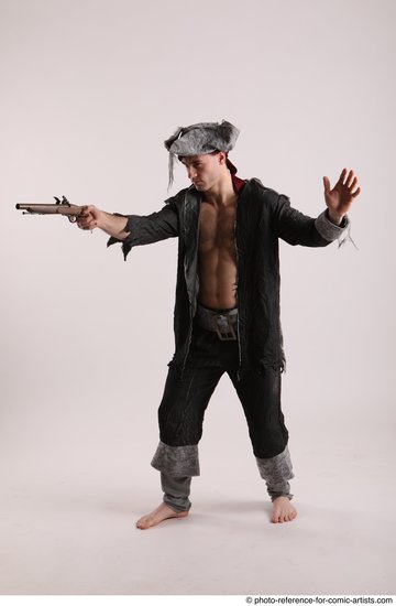 Man Adult Athletic White Fighting with gun Standing poses Casual