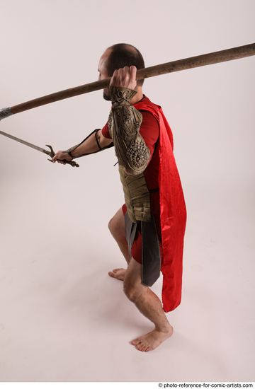 Man Adult Athletic White Fighting with spear Standing poses Army