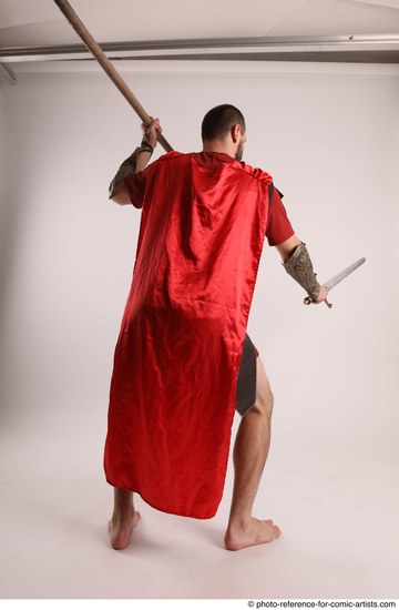 Man Adult Athletic White Fighting with spear Standing poses Army