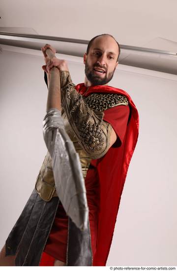 Man Adult Average White Fighting with spear Standing poses Casual