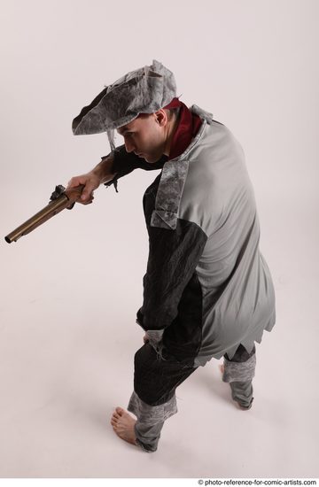 Man Adult Athletic White Fighting with gun Standing poses Casual