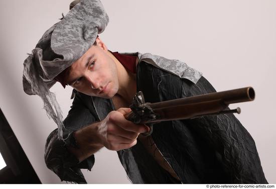 Man Adult Athletic White Fighting with gun Standing poses Casual