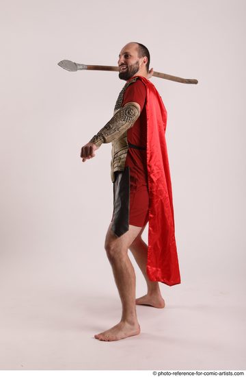 Man Adult Average White Fighting with spear Standing poses Casual