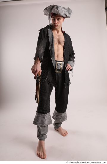 Man Adult Athletic White Fighting with gun Standing poses Casual