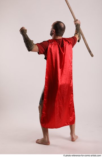 Man Adult Athletic White Fighting with spear Standing poses Casual