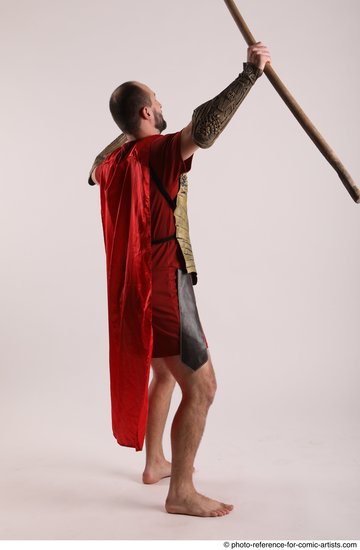 Man Adult Athletic White Fighting with spear Standing poses Casual