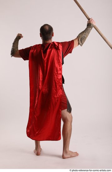 Man Adult Athletic White Fighting with spear Standing poses Casual