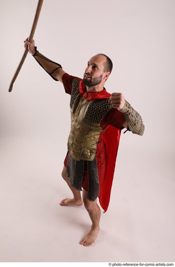 Man Adult Athletic White Fighting with spear Standing poses Casual