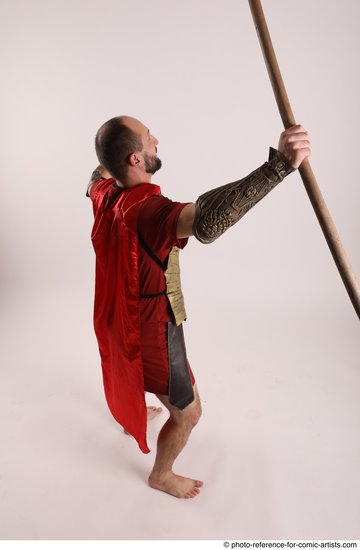 Man Adult Athletic White Fighting with spear Standing poses Casual