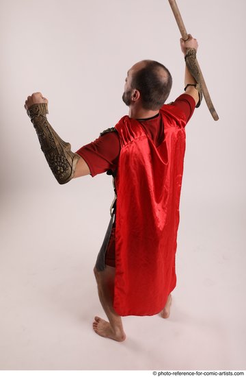 Man Adult Athletic White Fighting with spear Standing poses Casual