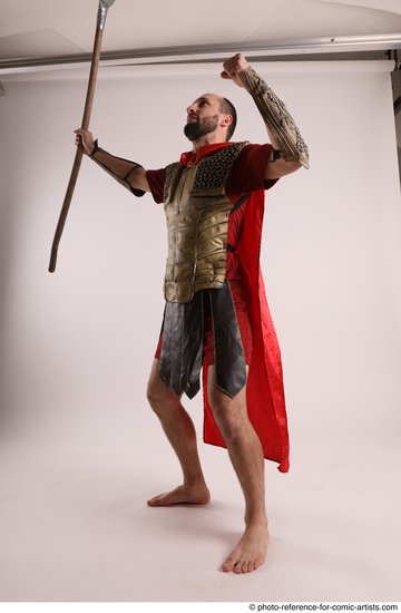 Man Adult Athletic White Fighting with spear Standing poses Casual