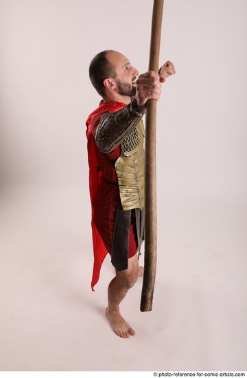 Man Adult Athletic White Fighting with spear Standing poses Casual