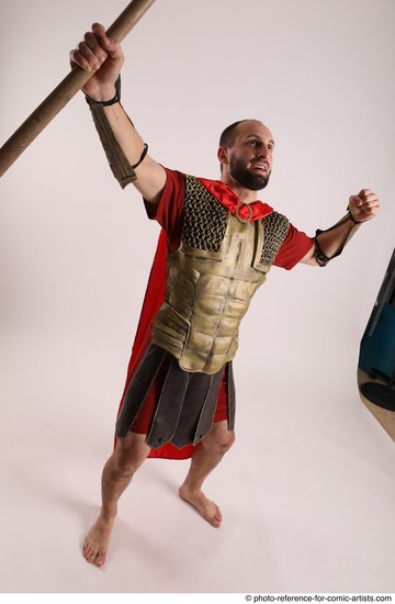 Man Adult Athletic White Fighting with spear Standing poses Casual