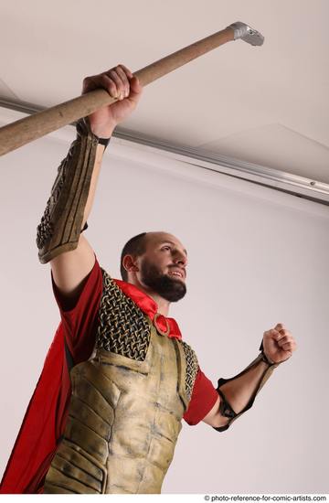 Man Adult Athletic White Fighting with spear Standing poses Casual