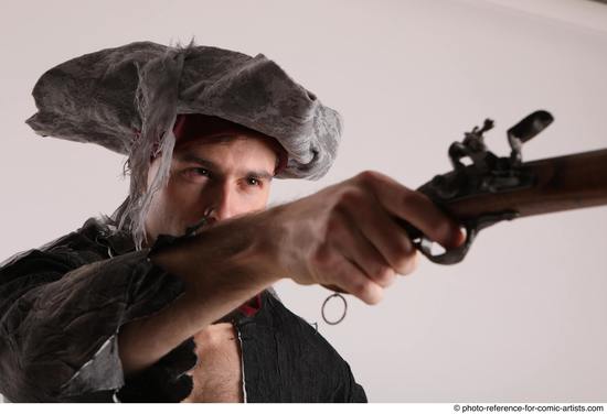 Man Adult Average White Fighting with gun Standing poses Casual