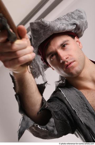 Man Adult Average White Fighting with gun Standing poses Casual