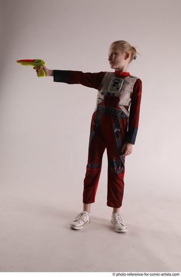 Woman Young Athletic White Fighting with gun Standing poses Army