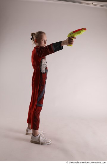 Woman Young Athletic White Fighting with gun Standing poses Army