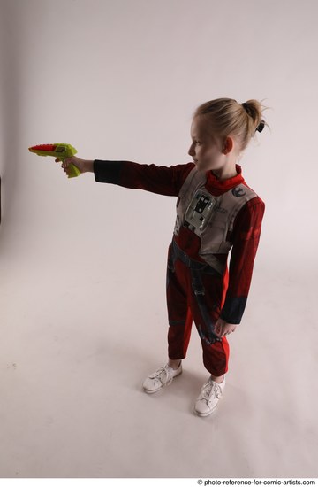 Woman Young Athletic White Fighting with gun Standing poses Army