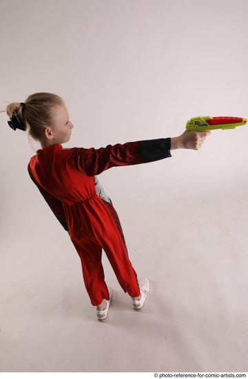 Woman Young Athletic White Fighting with gun Standing poses Army