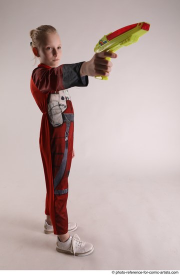 Woman Young Athletic White Fighting with gun Standing poses Army