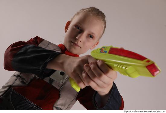 Woman Young Athletic White Fighting without gun Standing poses Army