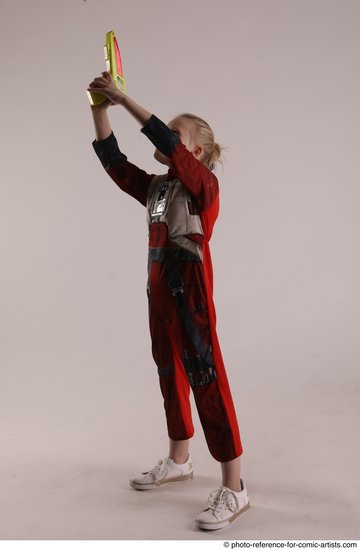 Woman Young Athletic White Fighting with gun Standing poses Army