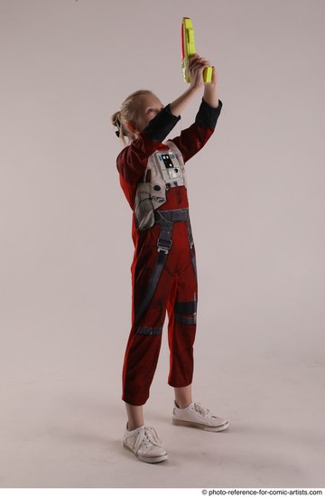 Woman Young Athletic White Fighting with gun Standing poses Army