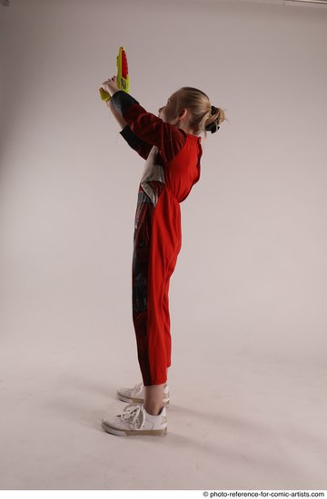 Woman Young Athletic White Fighting with gun Standing poses Army