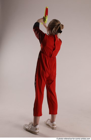 Woman Young Athletic White Fighting with gun Standing poses Army