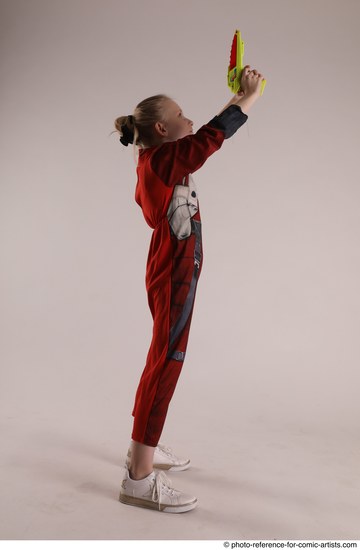 Woman Young Athletic White Fighting with gun Standing poses Army