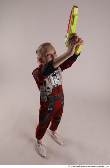 Woman Young Athletic White Fighting with gun Standing poses Army