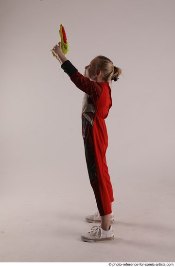 Woman Young Athletic White Fighting with gun Standing poses Army