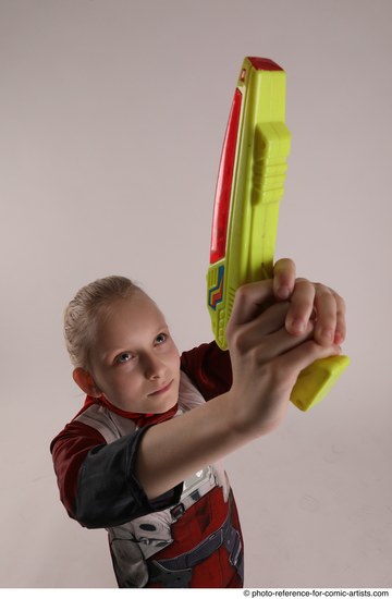 Woman Young Athletic White Fighting with gun Standing poses Army