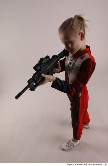 Woman Young Athletic White Fighting with gun Standing poses Army