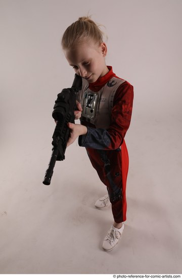 Woman Young Athletic White Fighting with gun Standing poses Army