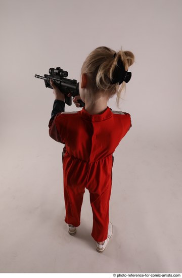 Woman Young Athletic White Fighting with gun Standing poses Army