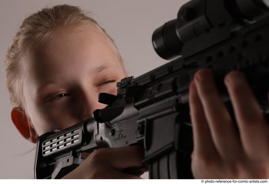 Woman Young Athletic White Fighting with gun Standing poses Army