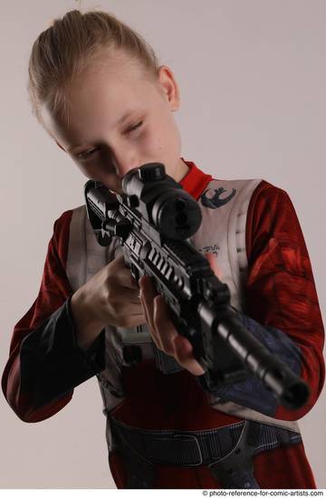 Woman Young Athletic White Fighting with gun Standing poses Army