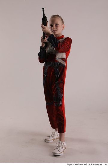 Woman Young Athletic White Fighting with gun Standing poses Army