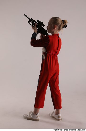 Woman Young Athletic White Fighting with gun Standing poses Army