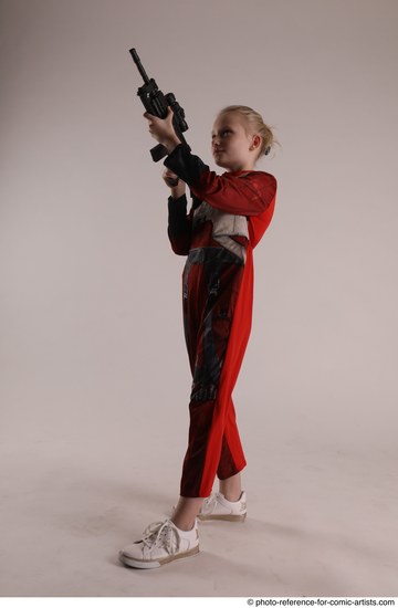 Woman Young Athletic White Fighting with gun Standing poses Army