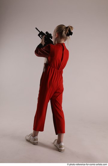 Woman Young Athletic White Fighting with gun Standing poses Army