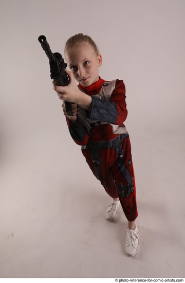 Woman Young Athletic White Fighting with gun Standing poses Army