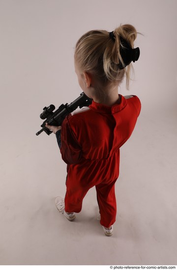 Woman Young Athletic White Fighting with gun Standing poses Army