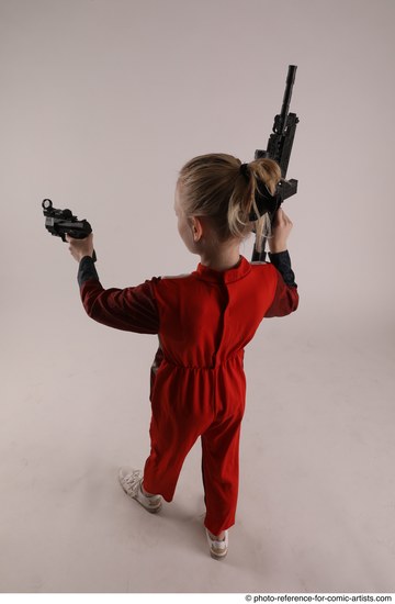 Woman Young Athletic White Fighting with gun Standing poses Army