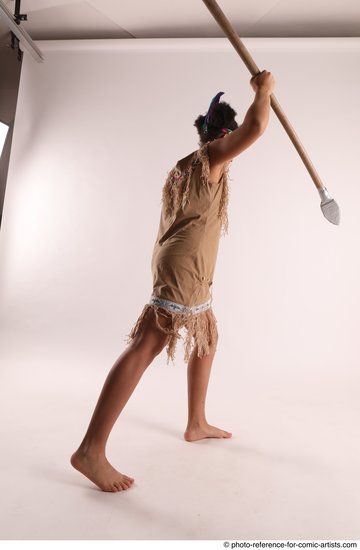 Woman Young Average Black Fighting with spear Standing poses Casual