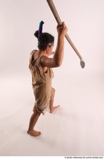 Woman Young Average Black Fighting with spear Standing poses Casual