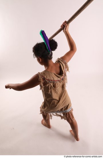 Woman Young Average Black Fighting with spear Standing poses Casual